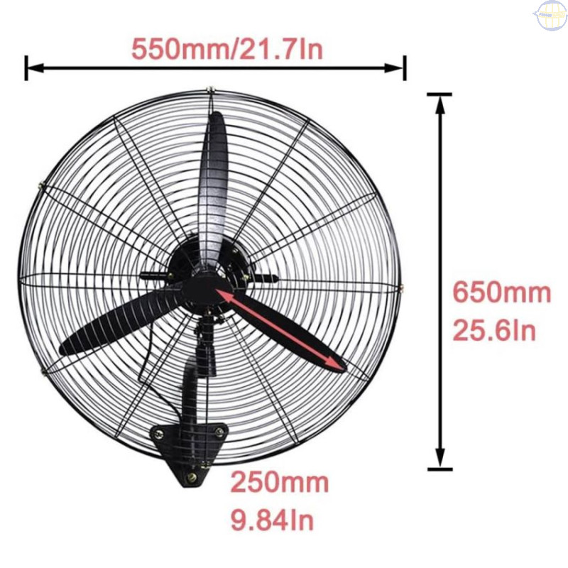 Ventilateur Mural - OX - 26'' - Noir - Garantie 3 Mois