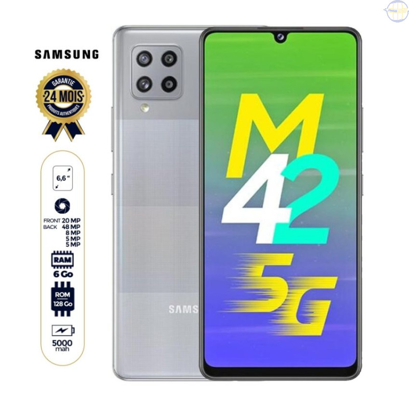 Samsung Galaxy M42 5G - 128 Go/6Go RAM - 6.6" - 48P+8MP+5MP+5MP /20MP - 5000mAh - 24 Mois de garantie