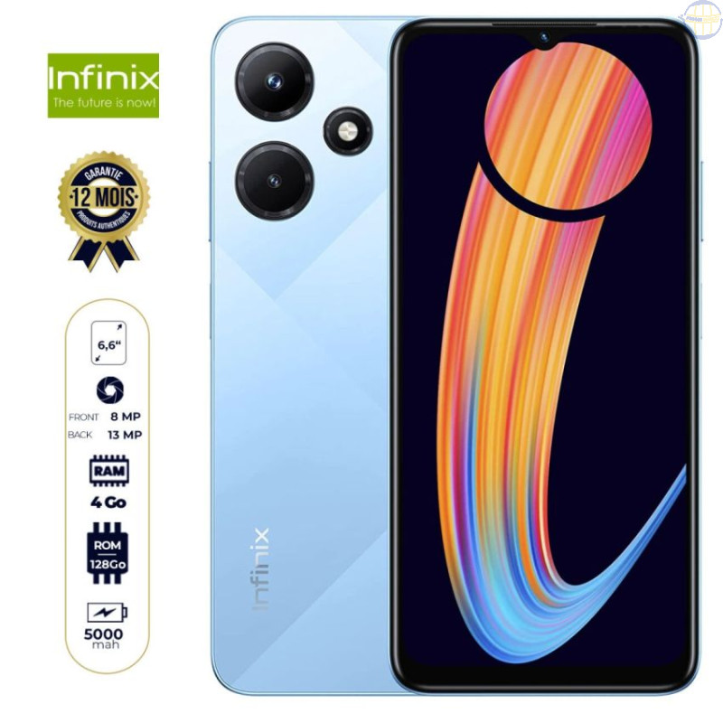 Infinix Hot 30i - 6,6" - 128 Go/4Go RAM - Double SIM (Nano-SIM) - 13MP/8MP - 5000 mAh - Garantie 12 Mois