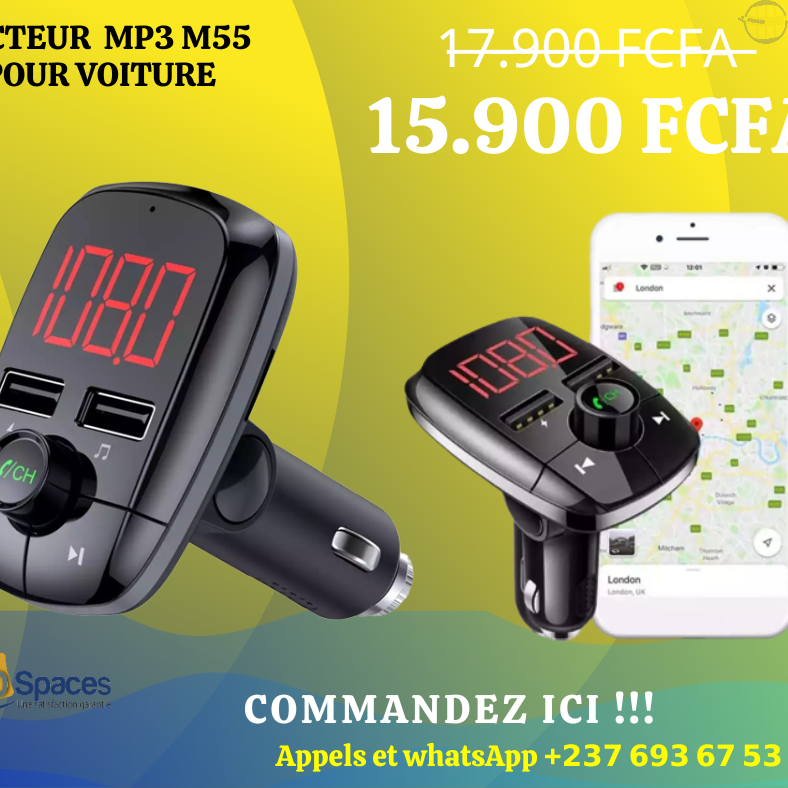 Lecteur transmetteur FM mp3 T50 pour voiture