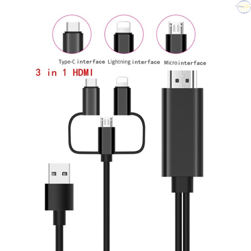 Câble HDMI pour téléphone 3 en 1